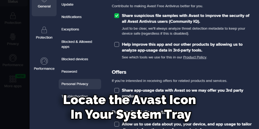 Locate the Avast Icon 
In Your System Tray