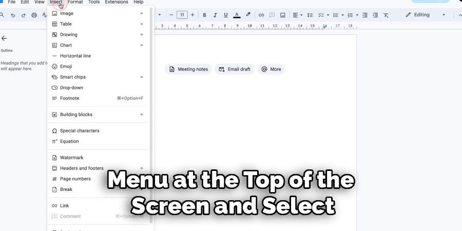 Menu at the Top of the 
Screen and Select