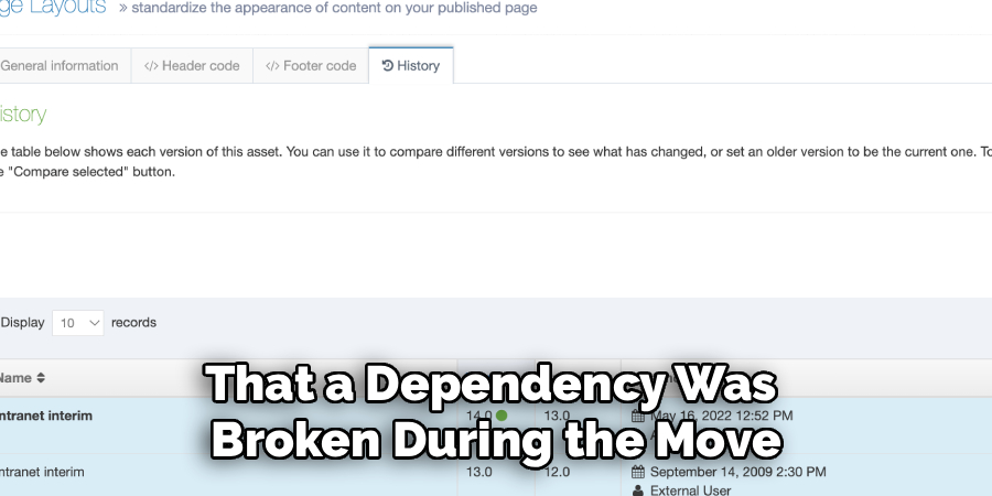That a Dependency Was 
Broken During the Move