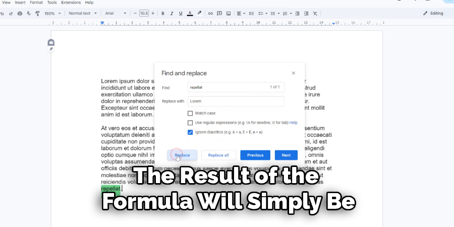 The Result of the 
Formula Will Simply Be